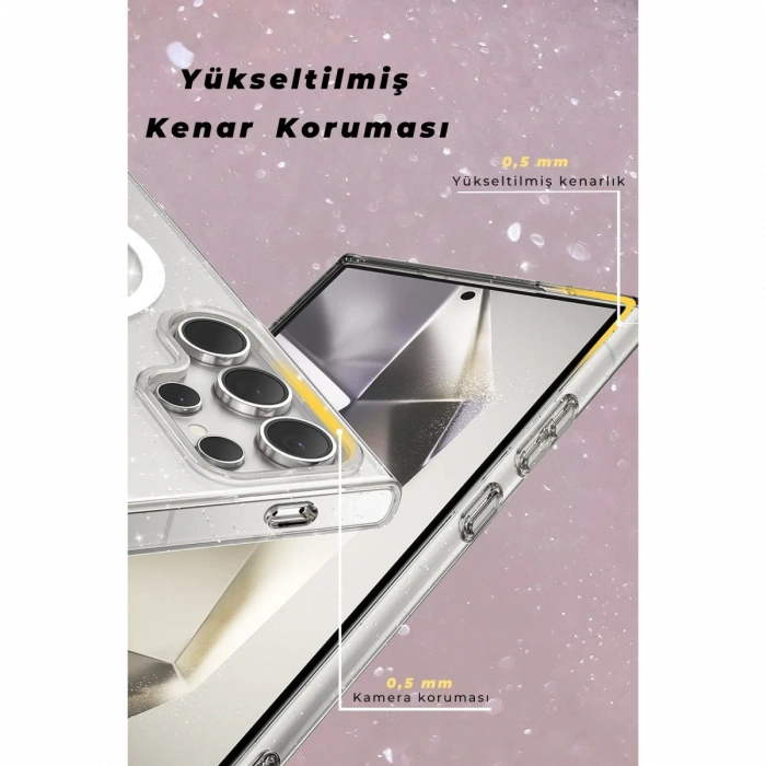 Newface Samsung Galaxy S24 Ultra Kılıf Glow Magsafe Kapak - Siyah