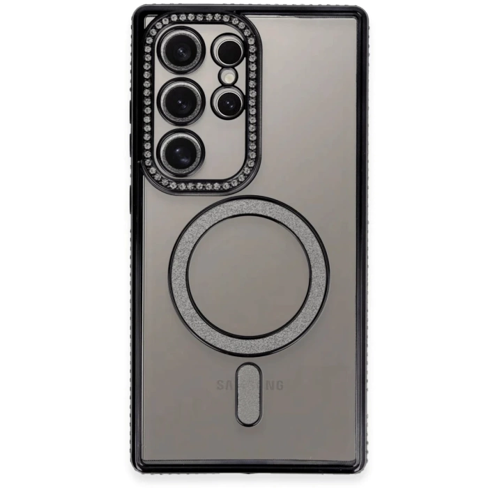 Newface Samsung Galaxy S24 Ultra Kılıf Joke Simli Magneticsafe Kılıf - Siyah