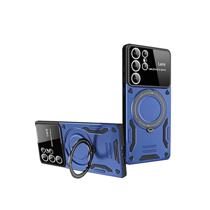 Newface Samsung Galaxy S24 Ultra Kılıf Joy Lens Standlı Kapak - Lacivert