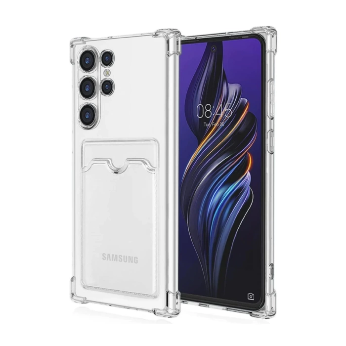 Newface Samsung Galaxy S24 Ultra Kılıf Kart Şeffaf Silikon - Şeffaf