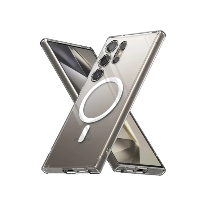 Newface Samsung Galaxy S24 Ultra Kılıf Magneticsafe Şeffaf Silikon - Şeffaf