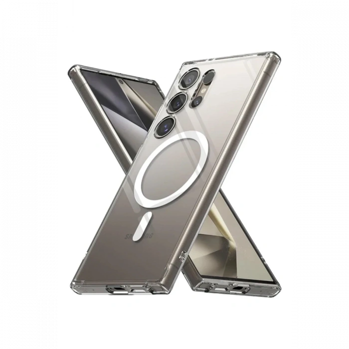 Newface Samsung Galaxy S24 Ultra Kılıf Magneticsafe Şeffaf Silikon - Şeffaf