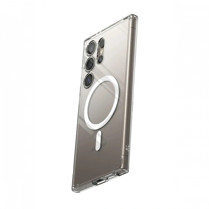 Newface Samsung Galaxy S24 Ultra Kılıf Magneticsafe Şeffaf Silikon - Şeffaf