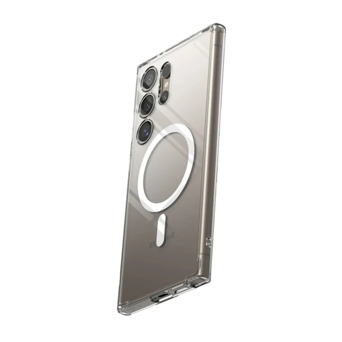 Newface Samsung Galaxy S24 Ultra Kılıf Magneticsafe Şeffaf Silikon - Şeffaf
