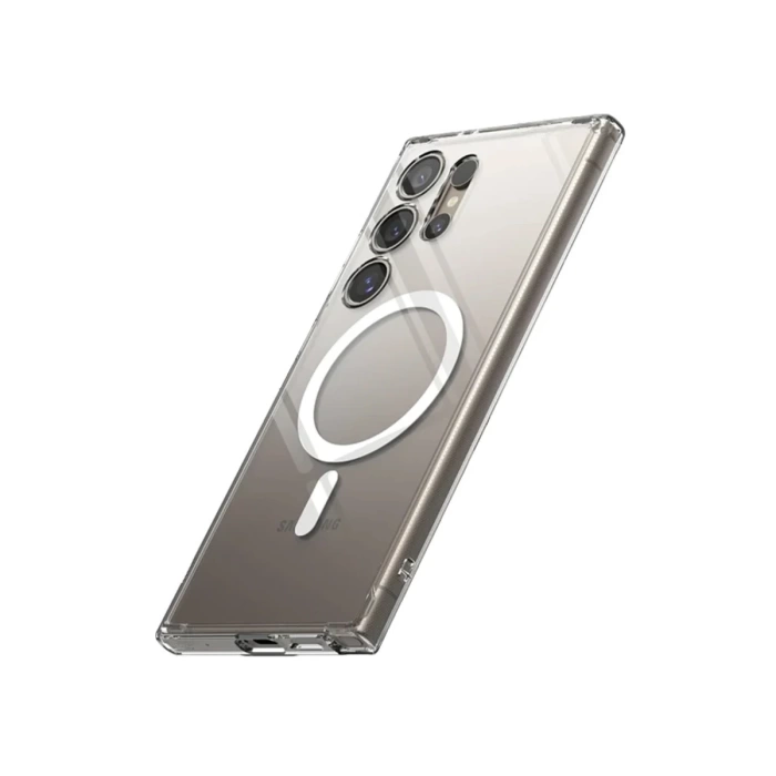 Newface Samsung Galaxy S24 Ultra Kılıf Magneticsafe Şeffaf Silikon - Şeffaf
