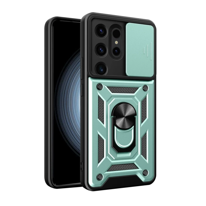 Newface Samsung Galaxy S24 Ultra Kılıf Pars Lens Yüzüklü Silikon