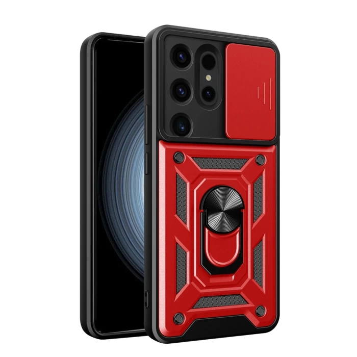 Newface Samsung Galaxy S24 Ultra Kılıf Pars Lens Yüzüklü Silikon