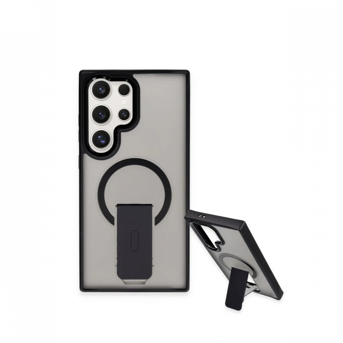 Newface Samsung Galaxy S24 Ultra Tork Magsafe Standlı Kapak - Siyah