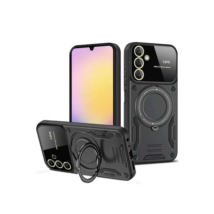 Newface Samsung Galaxy S25 Kılıf Joy Lens Standlı Kapak