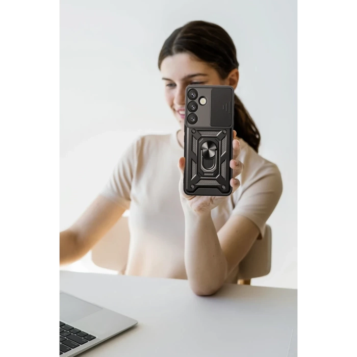 Newface Samsung Galaxy S25 Plus Kılıf Pars Lens Yüzüklü Silikon