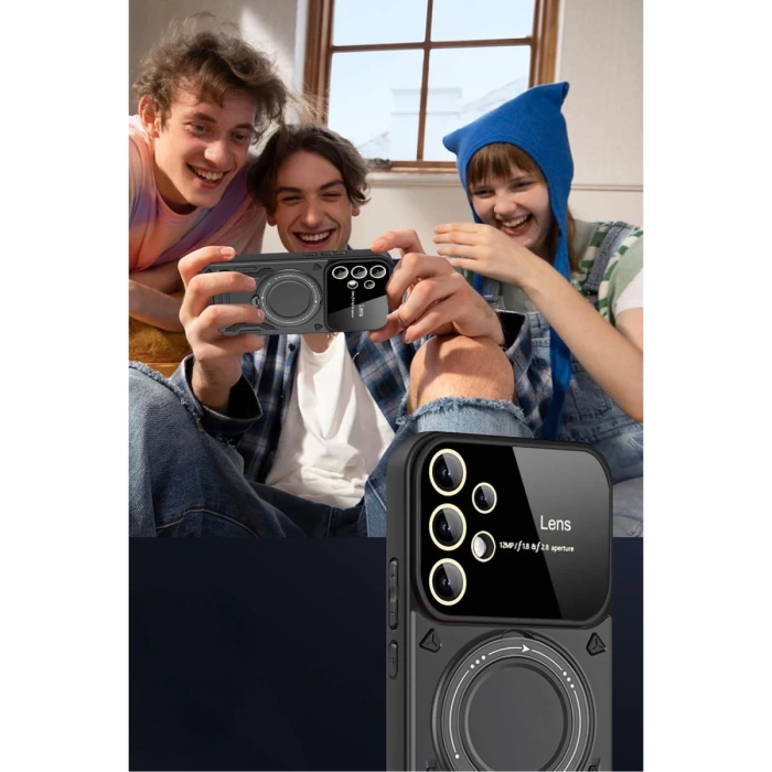Newface Samsung Galaxy S25 Ultra Kılıf Joy Lens Standlı Kapak