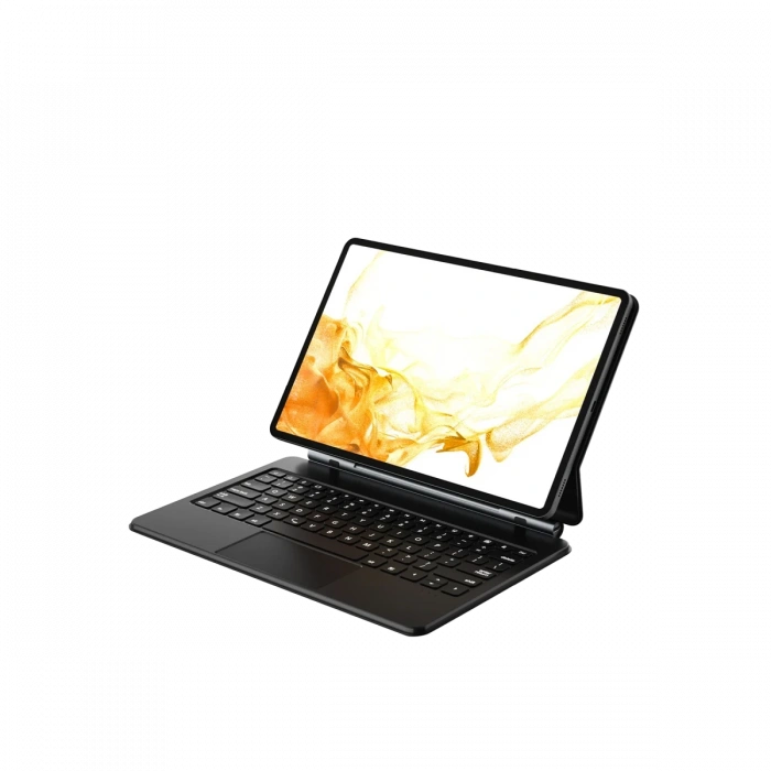 Samsung Galaxy T737 Tab S7 FE 12.4 Kılıf Eternal Ledli Klavyeli Tablet Kılıfı - Siyah