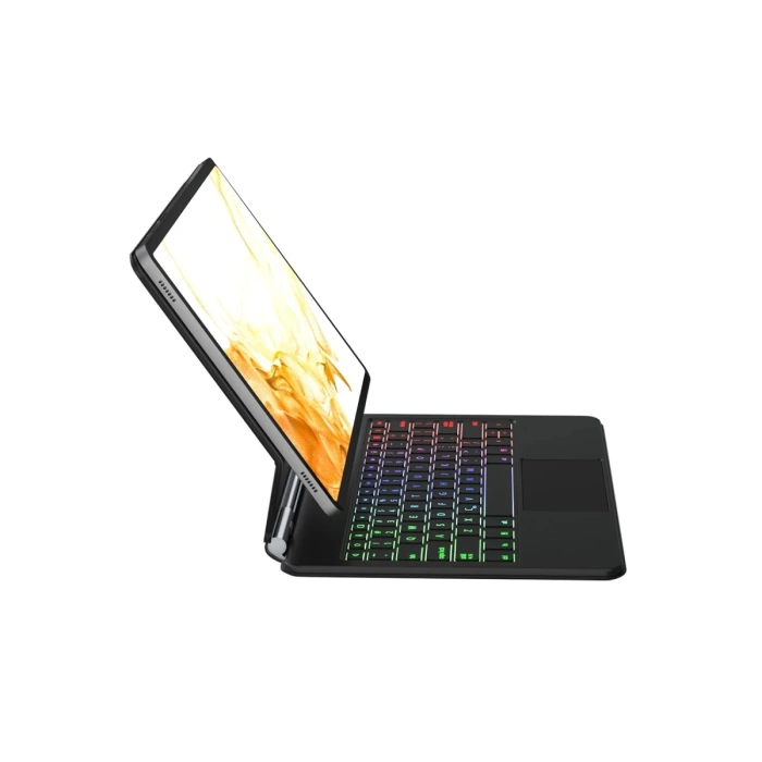 Newface Samsung Galaxy T870 Tab S7 11 Kılıf Eternal Ledli Klavyeli Tablet Kılıfı - Siyah