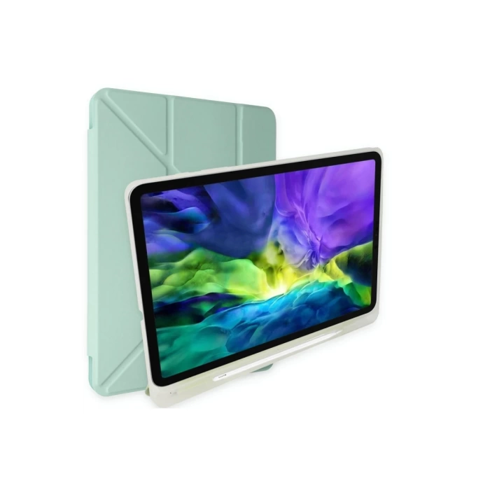 Newface Samsung Galaxy Tab A9 Plus Kılıf Kalemlikli Mars Tablet Kılıfı - Açık Yeşil