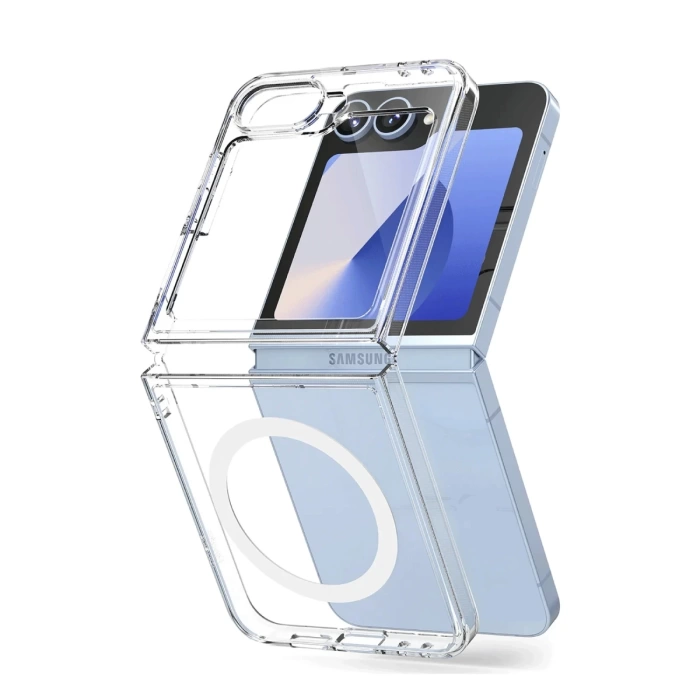 Newface Samsung Galaxy Z Flip 7 Kılıf Magneticsafe Şeffaf Silikon - Şeffaf