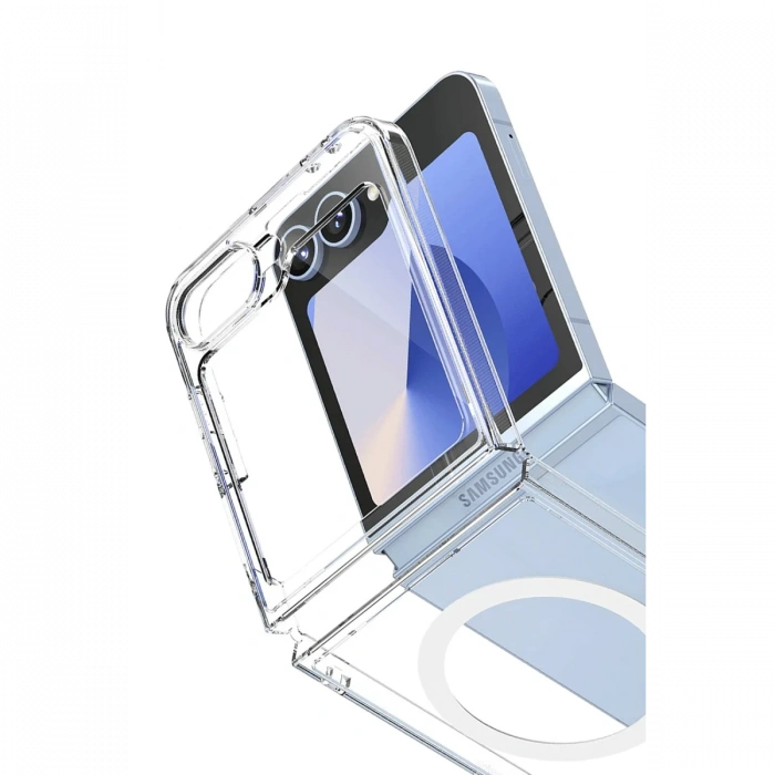 Newface Samsung Galaxy Z Flip 7 Kılıf Magneticsafe Şeffaf Silikon - Şeffaf