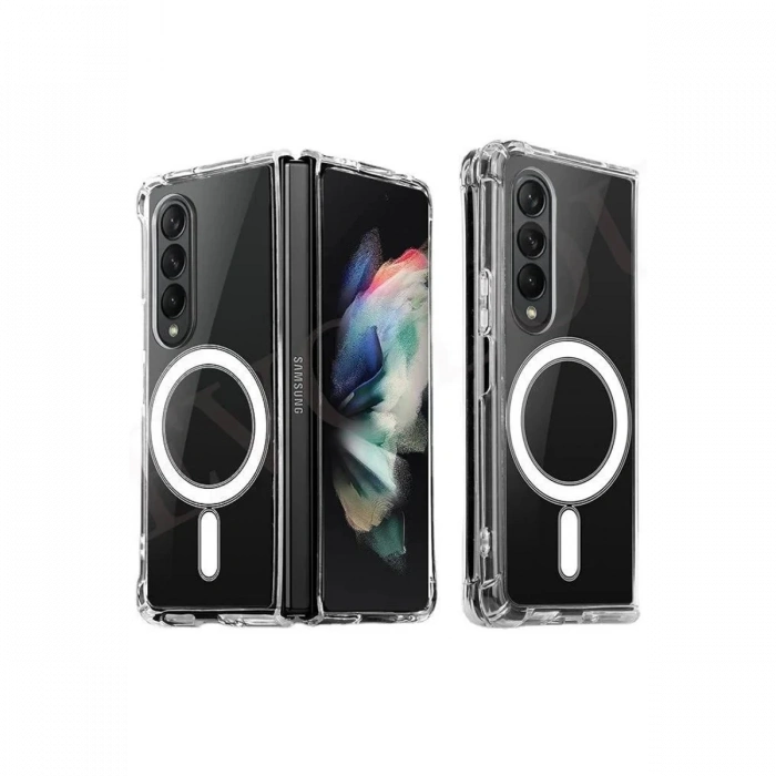 Newface Samsung Galaxy Z Fold 4 Kılıf Magneticsafe Şeffaf Silikon - Şeffaf