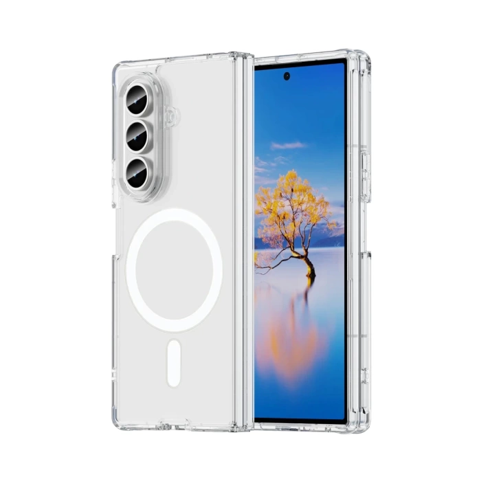 Newface Samsung Galaxy Z Fold 7 Kılıf Magneticsafe Şeffaf Silikon - Şeffaf
