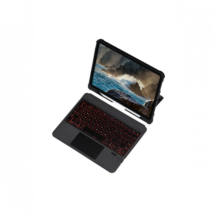 Newface T5209D iPad Pro 12.9 (2021) Kılıf İnter Ledli Klavyeli Tablet Kılıfı - Siyah