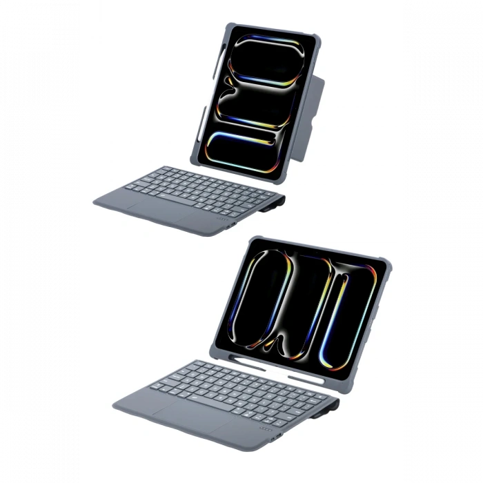 Newface T5504D iPad Pro 11 (2024) Kılıf Palermo Ledli Klavyeli Standlı Tablet Kılıfı - Siyah