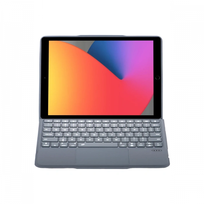 T5506D iPad 10.2 (9.Nesil) Kılıf Palermo Ledli Klavyeli Standlı Tablet Kılıfı - Siyah