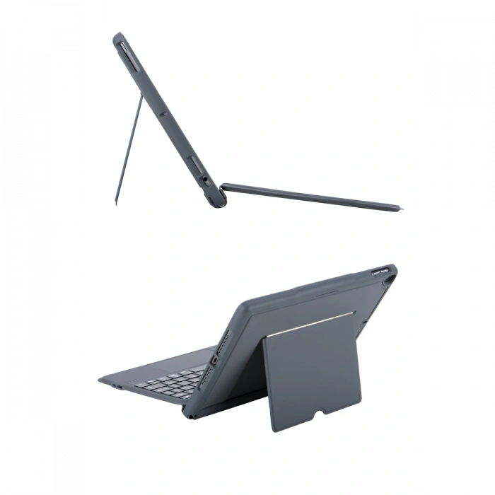 T5506D iPad 10.2 (9.Nesil) Kılıf Palermo Ledli Klavyeli Standlı Tablet Kılıfı - Siyah