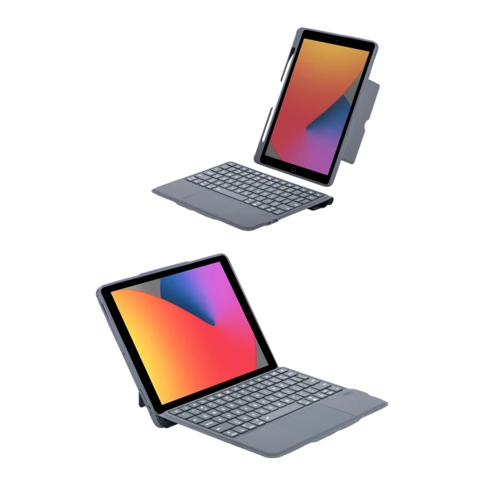 Newface T5506D iPad 10.2 (9.Nesil) Kılıf Palermo Ledli Klavyeli Standlı Tablet Kılıfı - Siyah