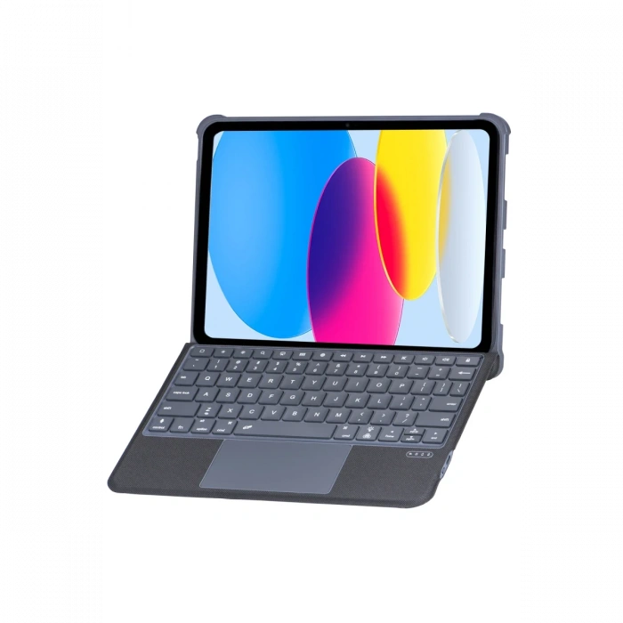 T5508D iPad 2022 10.9 (10.Nesil) Kılıf Palermo Ledli Klavyeli Standlı Tablet Kılıfı - Siyah