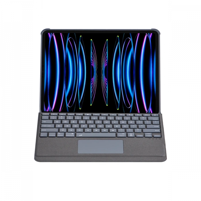 T5509D iPad Pro 12.9 (2022) Kılıf Palermo Ledli Klavyeli Standlı Tablet Kılıfı - Siyah