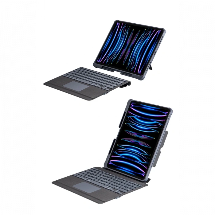 T5509D iPad Pro 12.9 (2022) Kılıf Palermo Ledli Klavyeli Standlı Tablet Kılıfı - Siyah