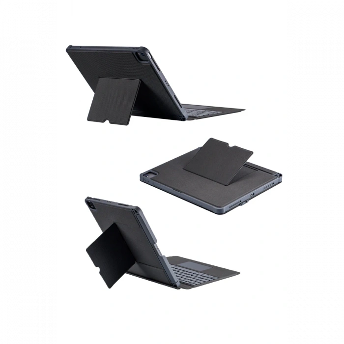 Newface T5509D iPad Pro 12.9 (2022) Kılıf Palermo Ledli Klavyeli Standlı Tablet Kılıfı - Siyah