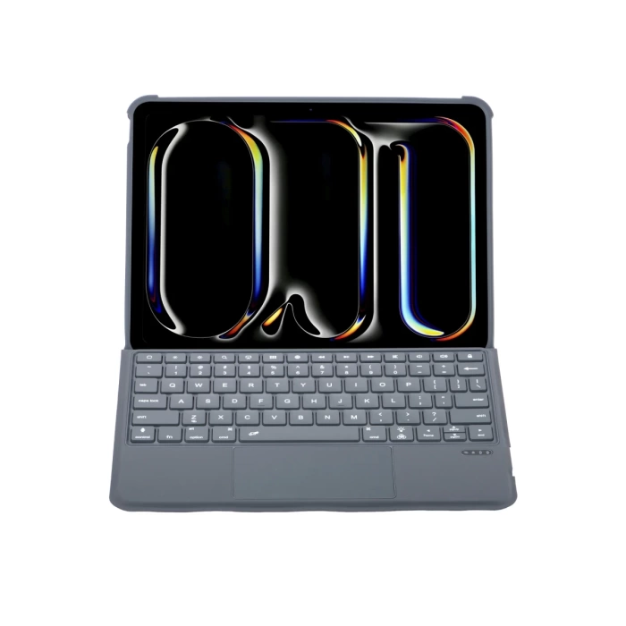 Newface T5510D iPad Pro 13 (2024) Kılıf Palermo Ledli Klavyeli Standlı Tablet Kılıfı - Siyah