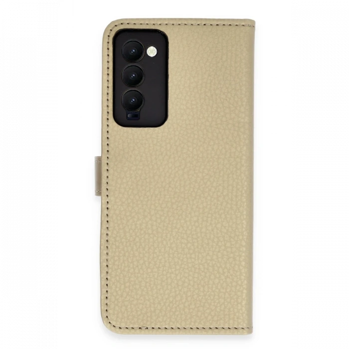 Newface Tecno Camon 18 Kılıf Trend S Plus Kapaklı Kılıf - Gold
