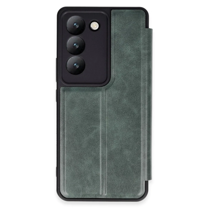 Newface Vivo V30 Lite 4G Kılıf Flip Cover - Koyu Yeşil
