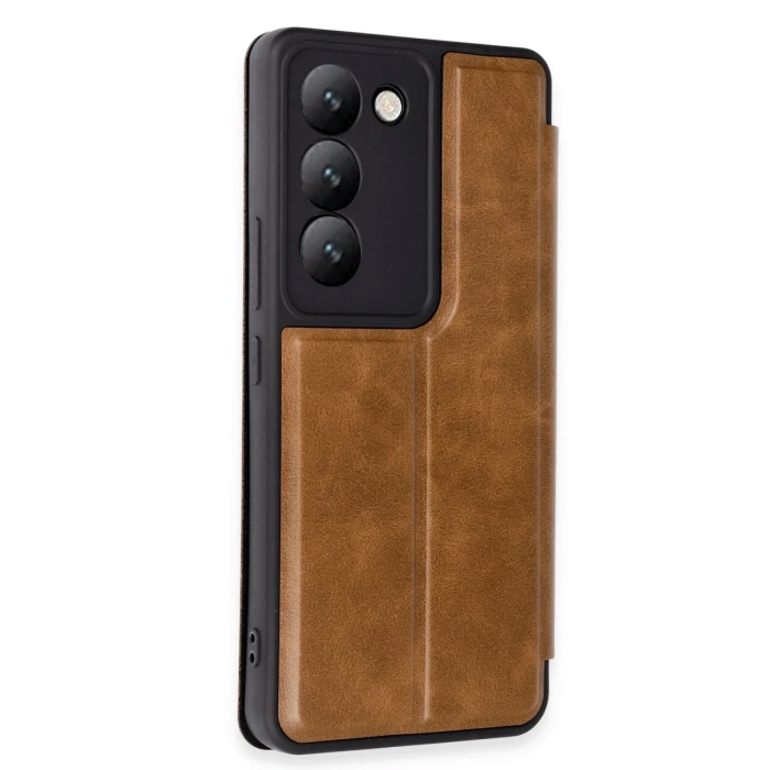 Newface Vivo V30 Lite 4G Kılıf Flip Cover - Taba
