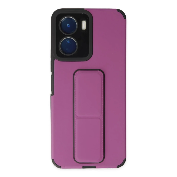 Newface Vivo Y16 Kılıf Mega Standlı Silikon - Mor
