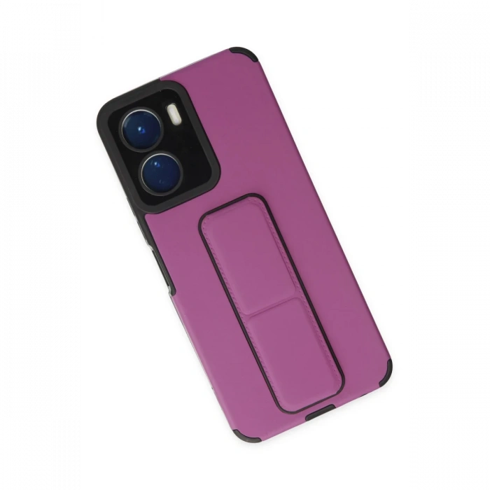 Newface Vivo Y16 Kılıf Mega Standlı Silikon - Mor