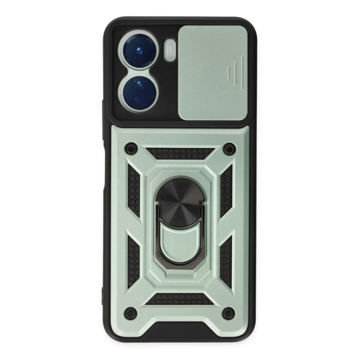 Newface Vivo Y16 Kılıf Pars Lens Yüzüklü Silikon