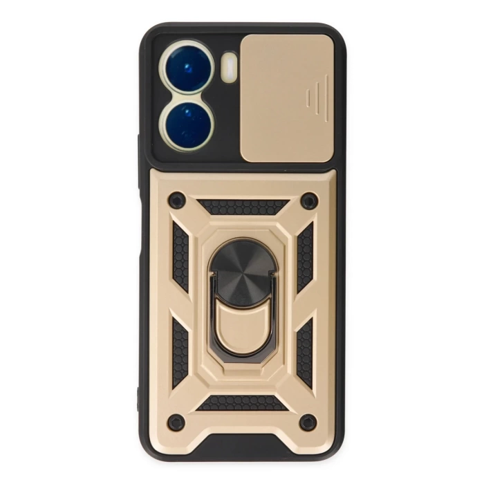 Newface Vivo Y16 Kılıf Pars Lens Yüzüklü Silikon