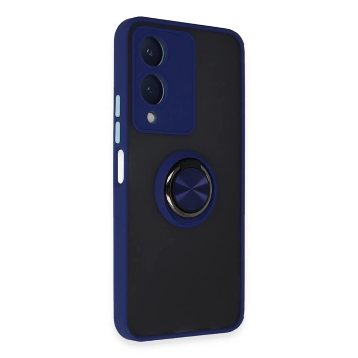Newface Vivo Y17S Kılıf Montreal Yüzüklü Silikon Kapak - Lacivert