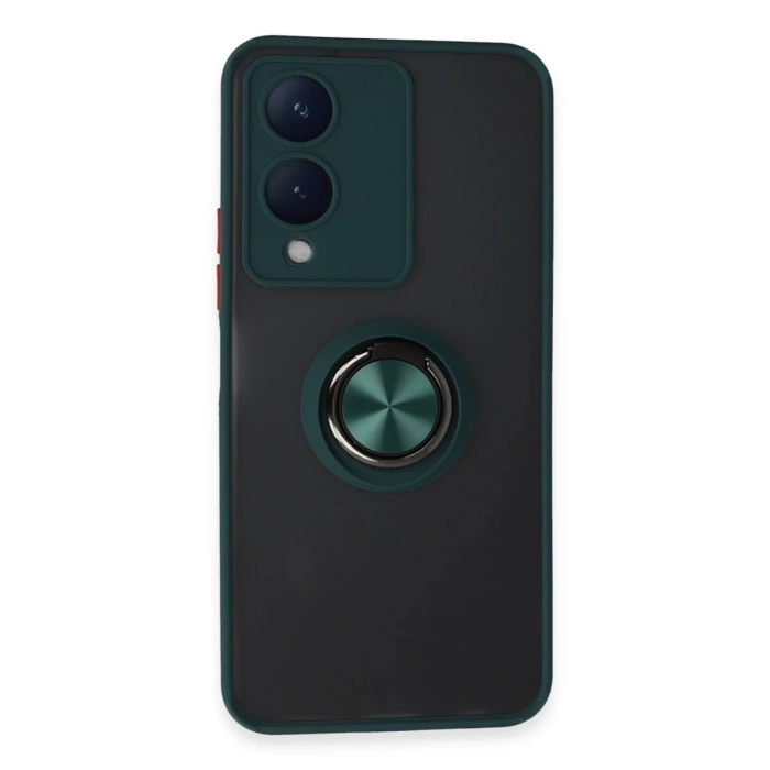 Newface Vivo Y17S Kılıf Montreal Yüzüklü Silikon Kapak - Yeşil