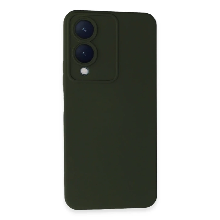 Newface Vivo Y17S Kılıf Nano içi Kadife Silikon - Koyu Yeşil
