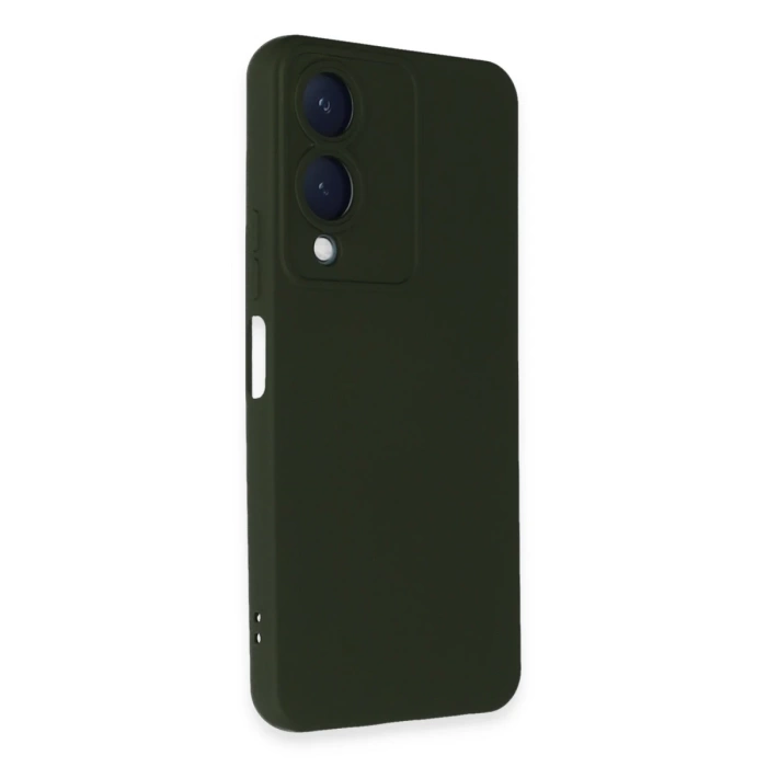 Newface Vivo Y17S Kılıf Nano içi Kadife Silikon - Koyu Yeşil