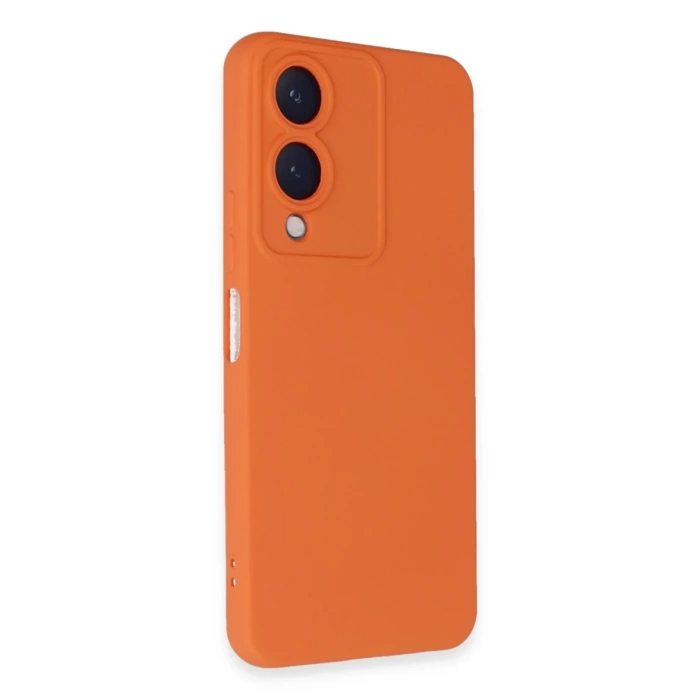 Newface Vivo Y17S Kılıf Nano içi Kadife Silikon - Turuncu