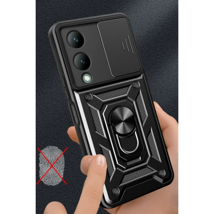 Newface Vivo Y17S Kılıf Pars Lens Yüzüklü Silikon