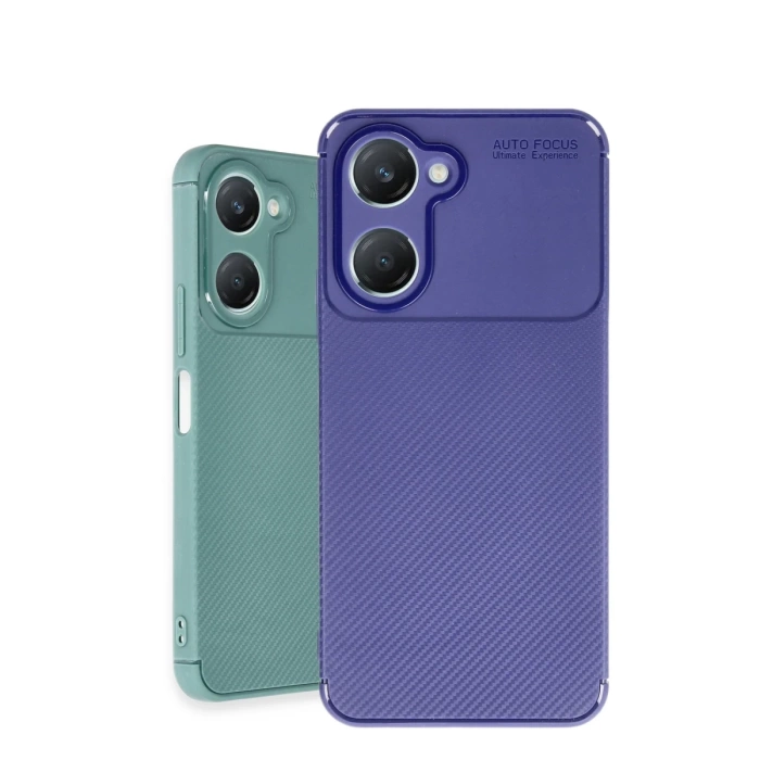 Newface Vivo Y18 Kılıf Auto Focus Karbon Kapak - Lacivert