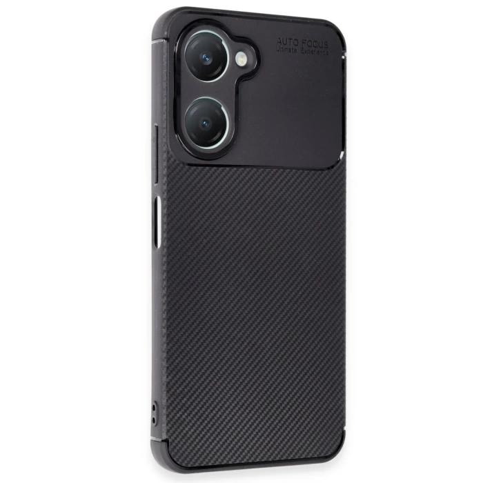 Newface Vivo Y18 Kılıf Auto Focus Karbon Kapak - Siyah