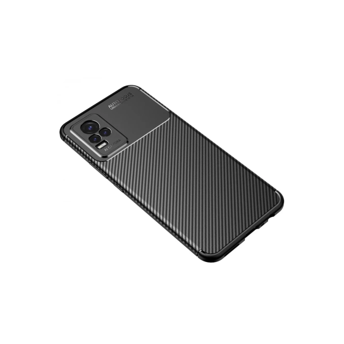 Newface Vivo Y21S Kılıf Auto Focus Karbon Kapak - Siyah