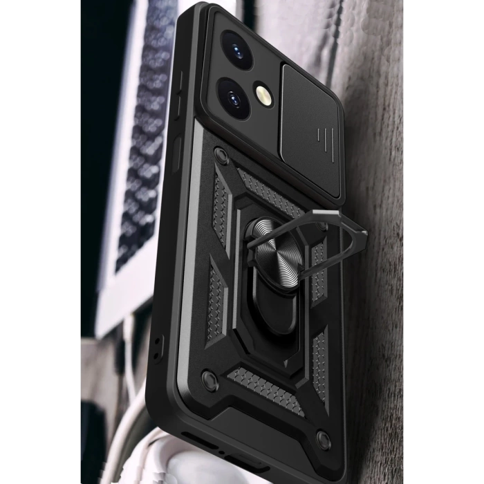 Newface Vivo Y27 Kılıf Pars Lens Yüzüklü Silikon
