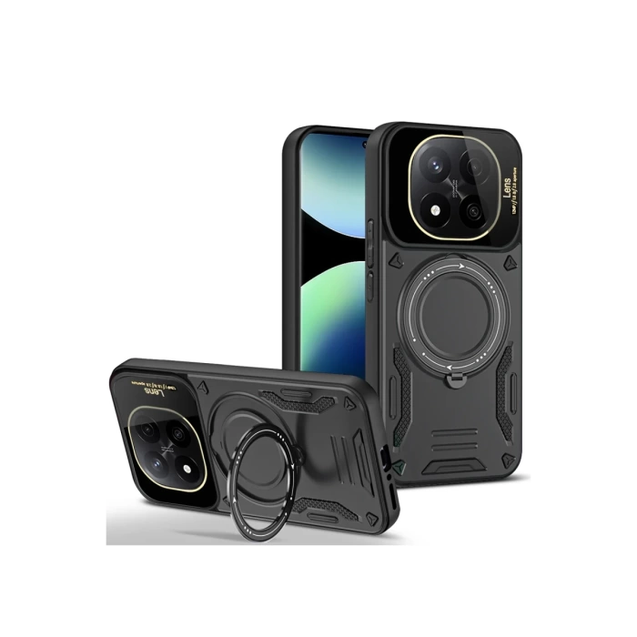 Newface Xiaomi 14T Pro Kılıf Joy Lens Standlı Kapak - Siyah